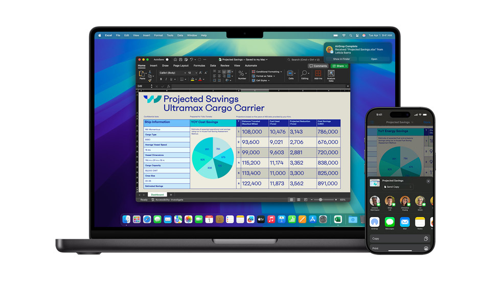 A Mac and an iPhone displaying a Keynote presentation.
