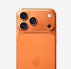 iPhone 17 Pro, back exterior, Cosmic Orange finish, Pro Fusion camera system in plateau at top